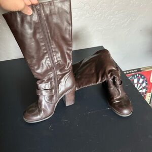 Brown Leather Knee-High Boots